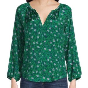 NWT ROLLER RABBIT green floral viscose top